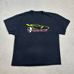 Vintage Corvette Racing T Shirt Black Graphic Print Single Stitch Mens Large